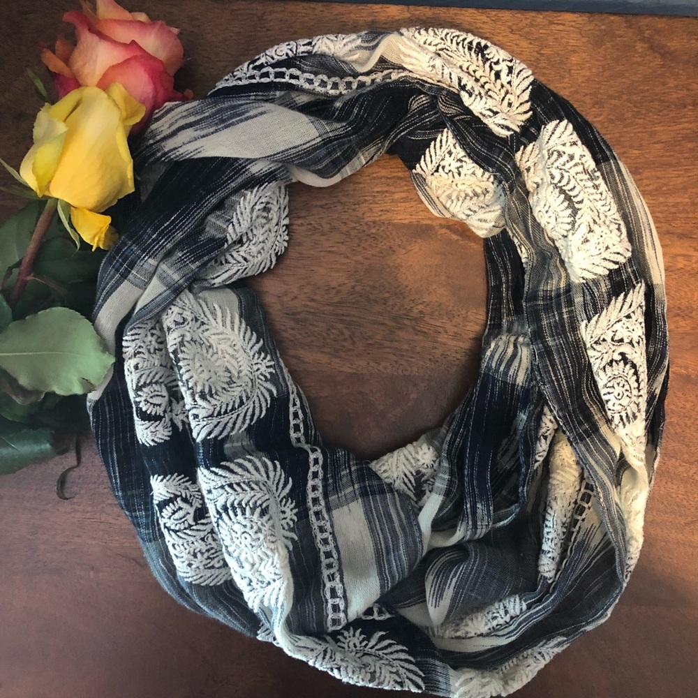 Embroidered paisley infinity scarf